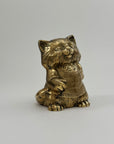 Vintage Brass Cat Coin Bank – Mid-Century Whimsical Feline Sculpture, Hollywood Regency Decor