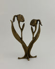 Vintage Brass Flower Candlestick Holder