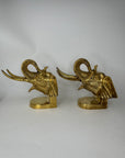 Vintage Brass Large Elephants Bookends-A Pair