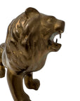 Vintage Brass Lion Figurine – Majestic Mid-Century Modern Roaring King (14”)