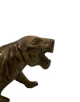 Vintage Brass Tiger Figurine – Mid-Century Modern Roaring Jungle Cat (15”)