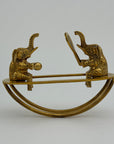 Vintage Brass Figurine of Elephants Enjoying a Tennis Match on a Teeter-Totter