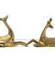 1984 Enesco Brass Deer Sculptures — Abstract Mid-Century Modern Pair, Made in Korea