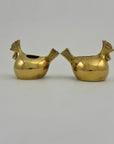 Pair of Small Vintage Brass Hen Candlestick Holders – Whimsical Farmhouse/Eclectic/Folk Art
