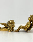 Vintage Polished Brass Cherub Angels — Set of Two Mid-Century Figurines