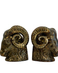 Vintage Brass Ram Head Bookends