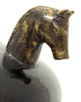 Vintage Bronze Horse Head Vessel | Dual Horse Sculpture Vase