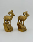 Vintage Brass Mountain Rams-A Pair