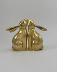 Pair of Vintage Brass Moon-Gazing Bunny Bookends