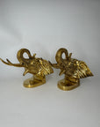 Vintage Brass Large Elephants Bookends-A Pair