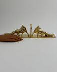 Made in England Brass Fox Bookends — 9.76 lb Pair, 9” Long Woodland Animal Library Decor (Mid-Century / Hollywood Regency)