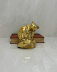 Vintage Brass Mama Bear and Cub on Rock