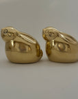 Rare Vintage Brass Chubby Bunny Rabbits-A Pair