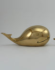 Vintage Brass Whale Pair – Large & Small Coastal Nautical Sculptures
