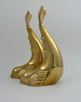 Vintage Brass Dolphin Sculptures- A Pair by Dolbi Cashier-14”