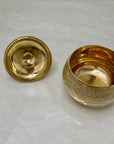 Vintage Brass Trinket Bowl with Butterfly Lid and Floral Etchings