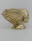 Rare Vintage Dolbi Cashier Brass Woman Head Sculpture – Flowing Hair Bust, 10 lbs