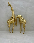 Vintage Brass Giraffe Pair – Tall Sculptural Mid Century Modern Figurines – Hollywood Regency Safari Decor – Statement Brass Animal Duo