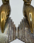 Nora Fenton Cardinal Brass and Marble Bookends