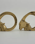 Vintage Brass Rams with Curled Horns-A Pair