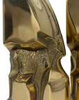 Mid-Century Modern Brass Gazelle Sculptures – Abstract Antelope Bookends