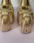 Vintage Brass Trojan Horse Candlestick Holders-A Pair