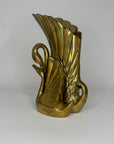 Vintage Brass Swan Vase – Hollywood Regency Sculptural Vessel | 9.75” Tall