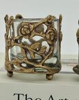 Vintage Brass Floral Candleholders-A Pair