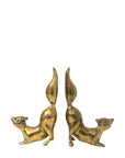 Vintage Brass Squirrel Figurines – Playful Mid-Century Pair with High Curved Tails