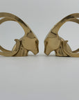 Vintage Brass Rams with Curled Horns-A Pair