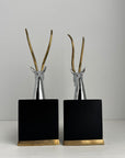 Mid-Century Chrome and Brass Antelope Bookends – Pair
