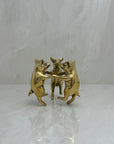 Vintage Brass Frolicking Pigs Holding Hands