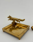 Vintage Brass Fox Trinket Dish-A Pair