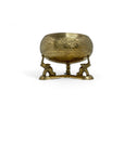 Vintage Brass Etched Bowl with Atop Elephant Stand