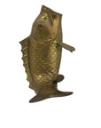 Vintage Brass Standing Fish Vase – Mid-Century Koi Style Vessel/Vase/Coin or Wishing Bank