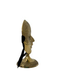 Vintage Brass Face Mask Sculpture on Stand | Mid-Century Modern Surreal Art Decor