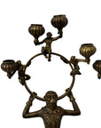 Vintage Brass Monkey Candleholders on Black Marble Bases | Mid-Century Exotic Pair