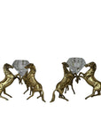 Pair of Horse Brass Stands with Crystal Candleholders Inserts