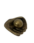 Vintage Brass Baseball Glove and Ball-A Two Piece Set