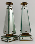 Pair of Vintage Maitland-Smith Mirrored Obelisk Candlesticks