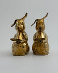 Vintage Brass Reading Pigs – Set of 2