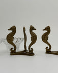 Vintage Brass Seahorse Stands with Crystal Inserts-A Pair