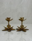Vintage Brass Flower Candle Holders-A Pair
