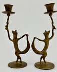 Dancing Fox Candleholders- A Pair