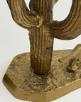 Vintage Brass Saguaro Cactus & Roadrunner — Pair (Set of 2)