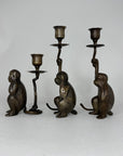 Vintage Brass Three Wise Monkeys Candleholders — See No Evil, Hear No Evil, Speak No Evil