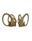 Vintage Brass Rams with Curled Horns-A Pair