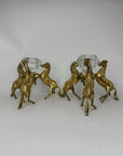 Pair of Horse Brass Stands with Crystal Candleholders Inserts