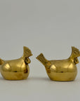 Pair of Small Vintage Brass Hen Candlestick Holders – Whimsical Farmhouse/Eclectic/Folk Art