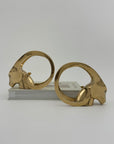 Vintage Brass Rams with Curled Horns-A Pair